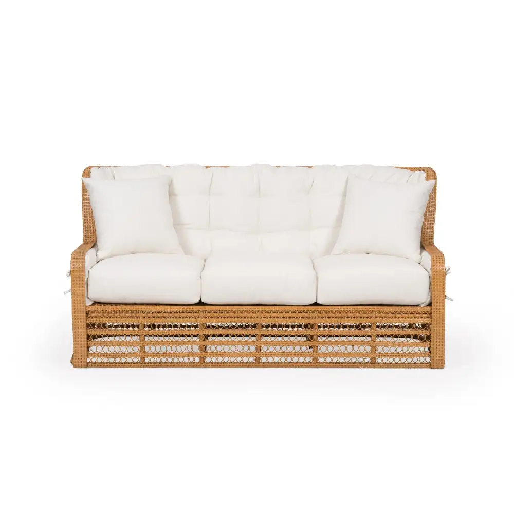 Upholstered Rattan Sofa