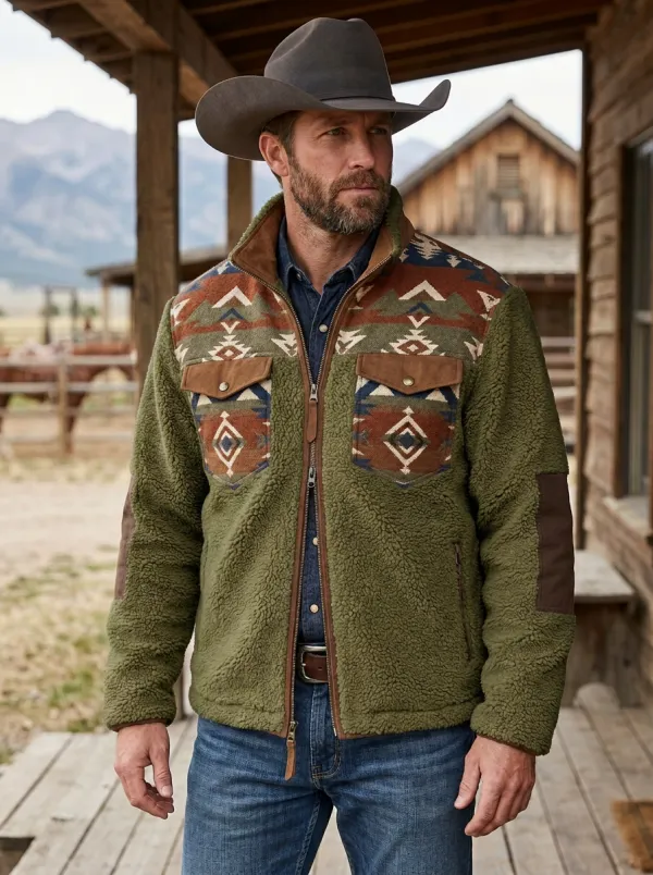 Canyon Trail Aztec Country Style Men's Western Fleece Jacket