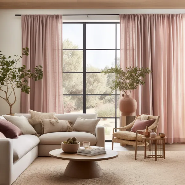 Rod Pocket Lined Linen Curtain