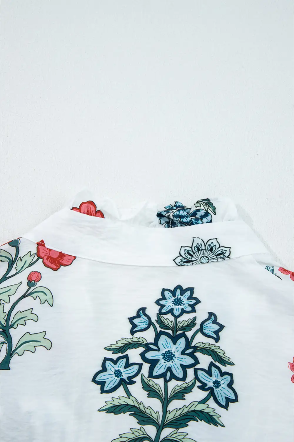 Floral Frilled V-Neck Shirt Blouse