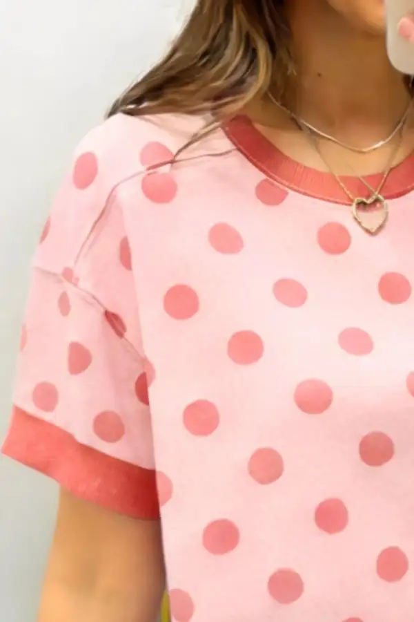 Polka Dot Short Sleeve T Shirt