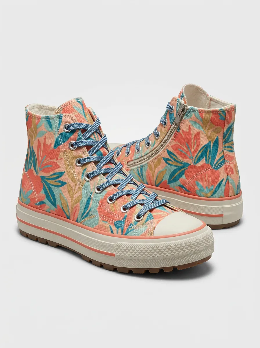 Women's Floral Lover Tropical Botanical Printed High Top Shoes