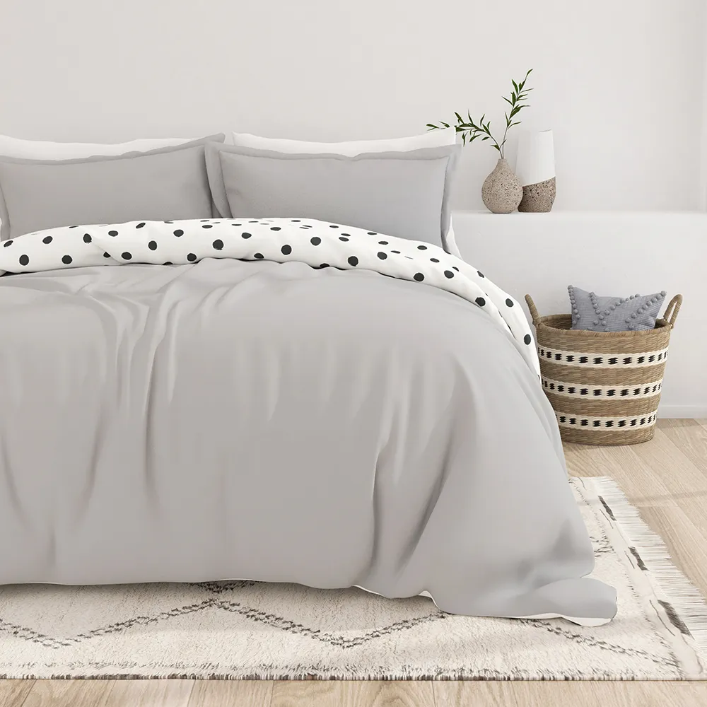 Painted Polkadot Pattern Reversible Duvet Cover Set