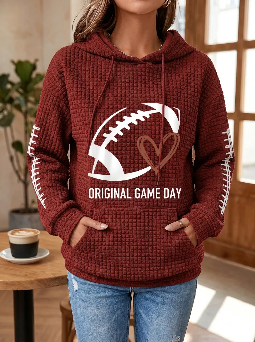 Women's Retro Gridiron Heart Day Graphic Hoodie