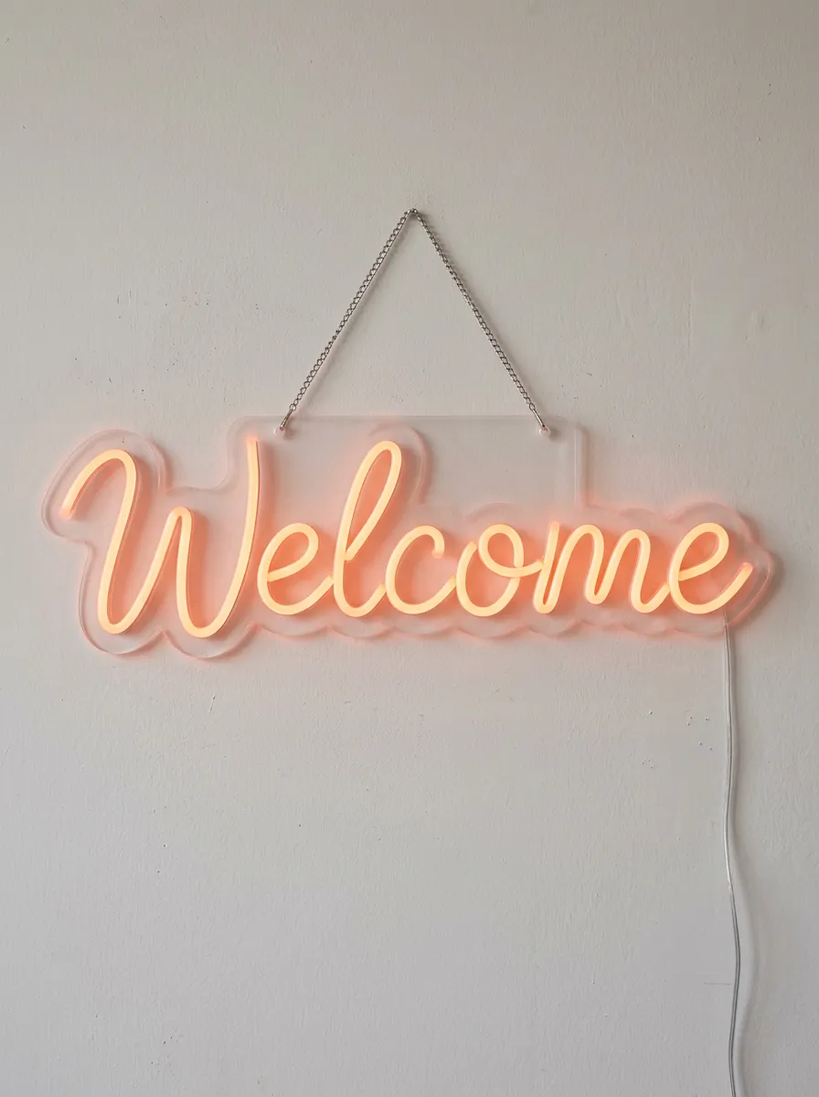 Script Hanging Welcome Neon Sign