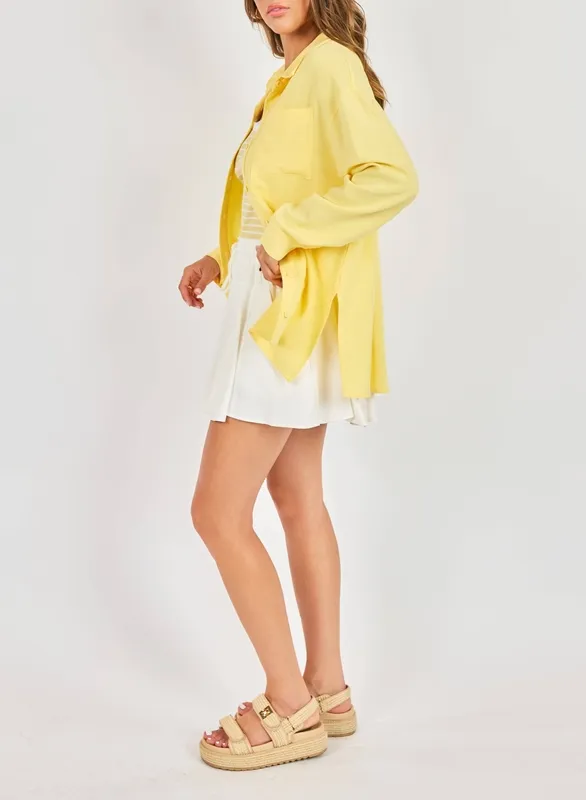 Yellow Linen Blend Relaxed Top