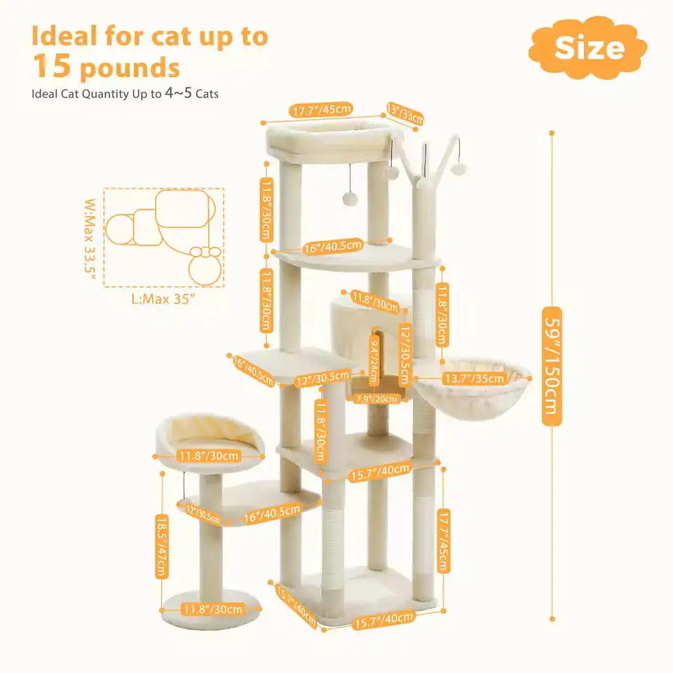 Multi Level Cat Playground Plush Cat Climbing Frame