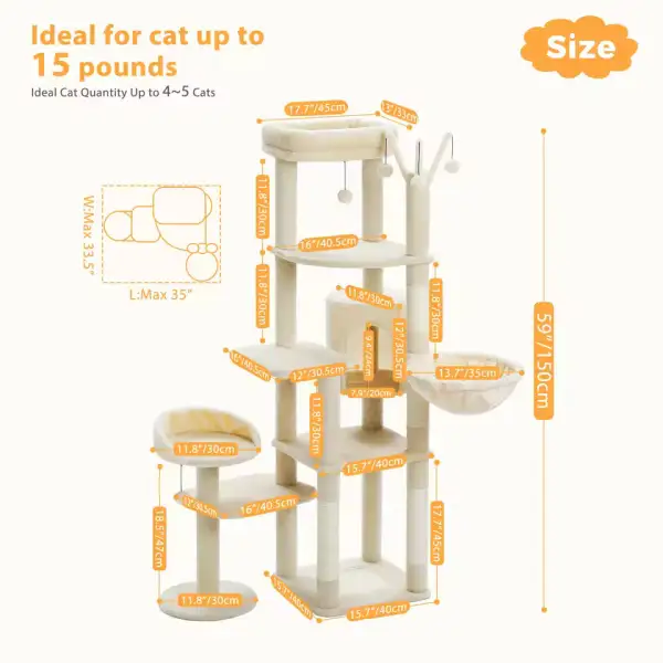 Multi Level Cat Playground Plush Cat Climbing Frame