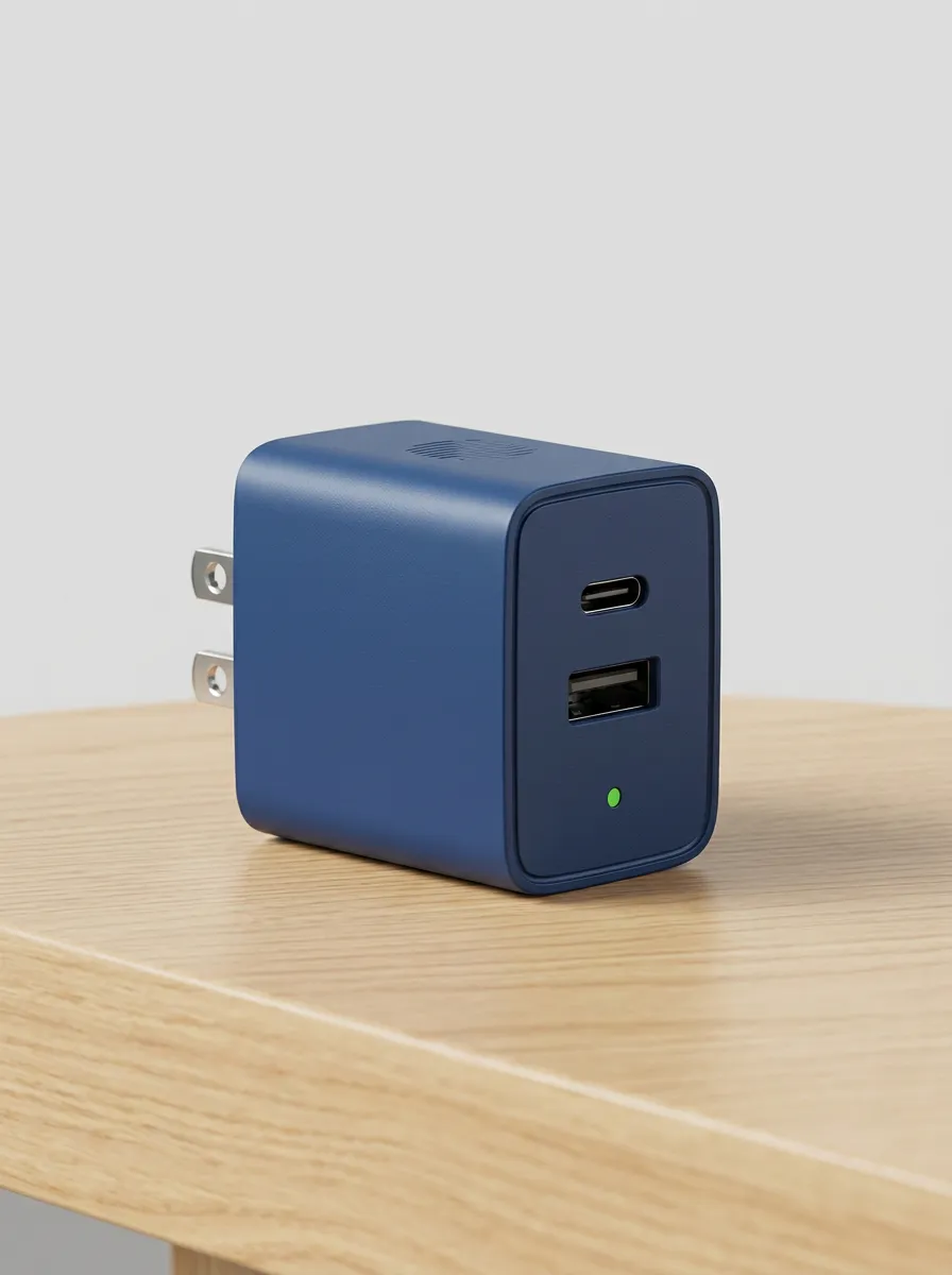 Navy Blue Dual-Port Wall Charging Adapter