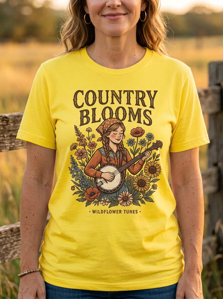 Music-Festival Banjo Country Music Crewneck T-Shirt
