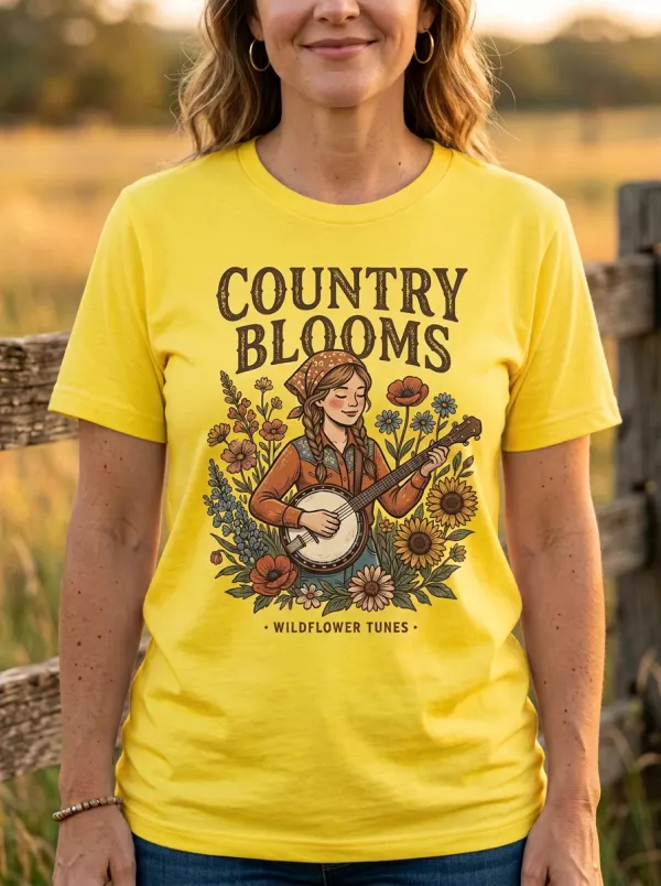 Music-Festival Banjo Country Music Crewneck T-Shirt