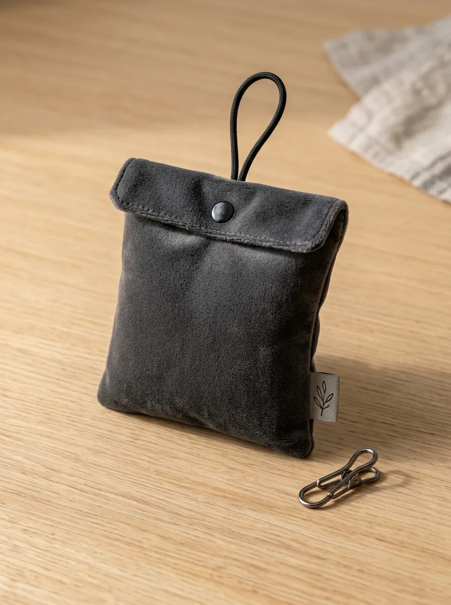 Grey Velvet Printed Mouse Repellent Pouch