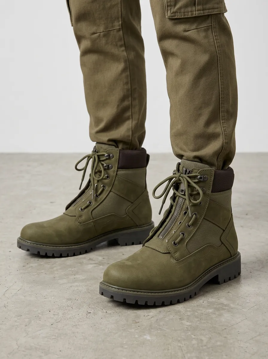 Unisex Military Style Zippered Tactical Work Boots