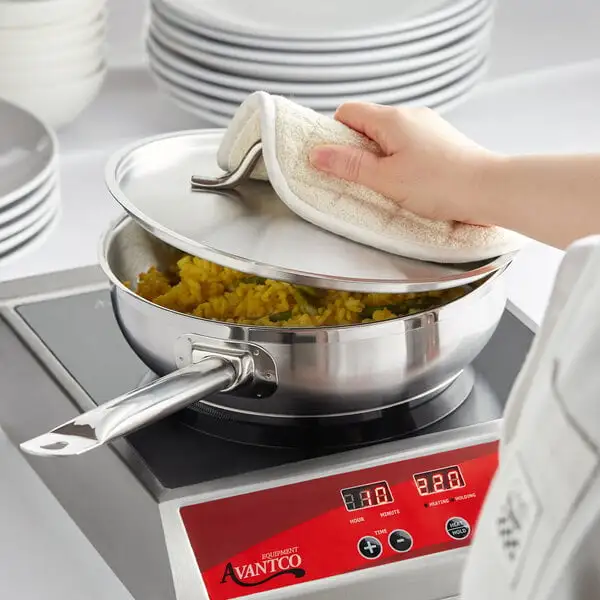 Space-Saving Stainless Steel Saucier Pan with Aluminum Clad Bottom and Cover