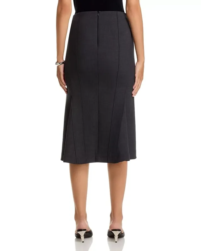 Wool Blend Scuba Knit Crepe Skirt