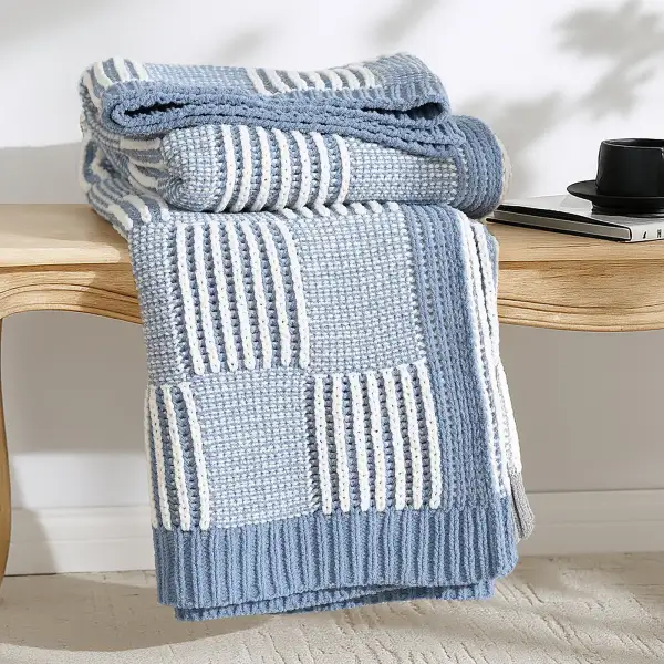 Checkered Chenille Two-Tone Throw Blanket