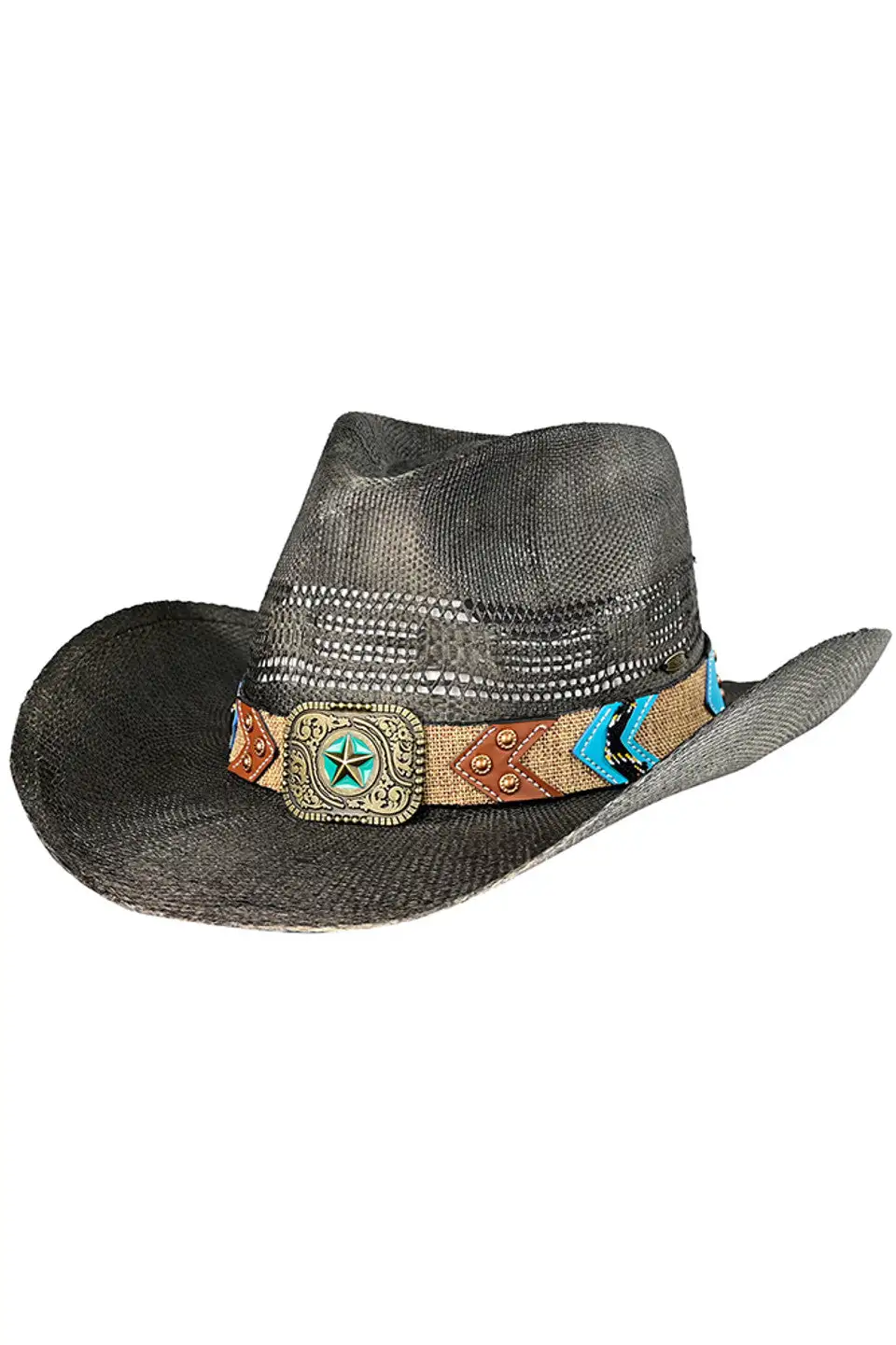 Western Pattern Vegan Patch Band Cowboy Hat