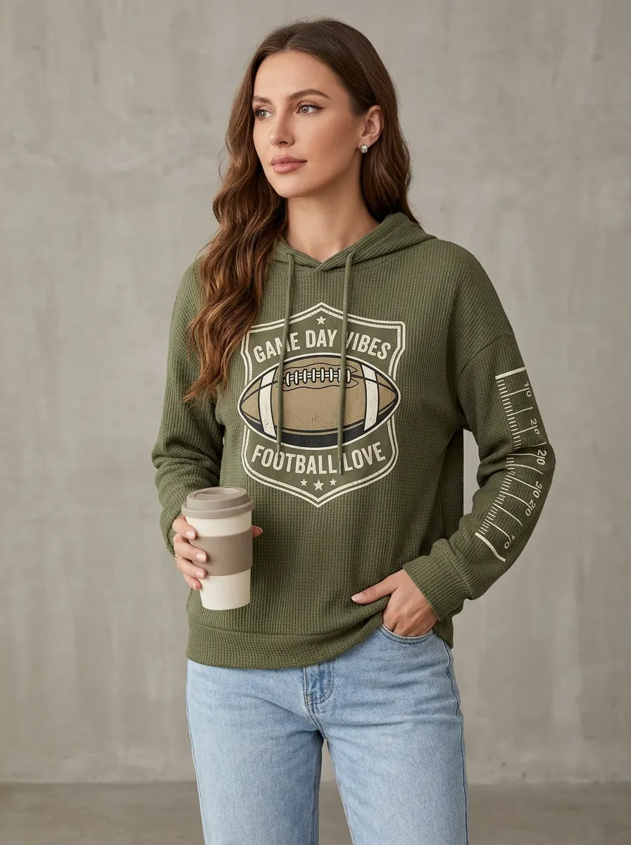 Football Graphic Casual Hoodie