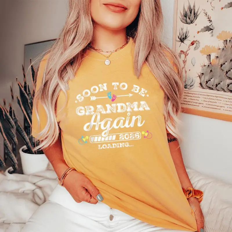 Soon To Be Grandma Again 2026 Loading Pregnancy Announcement Women's Oversized Comfort T-Shirt