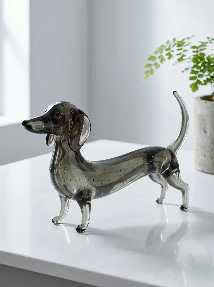Sleek Dachshund Glass Figurine