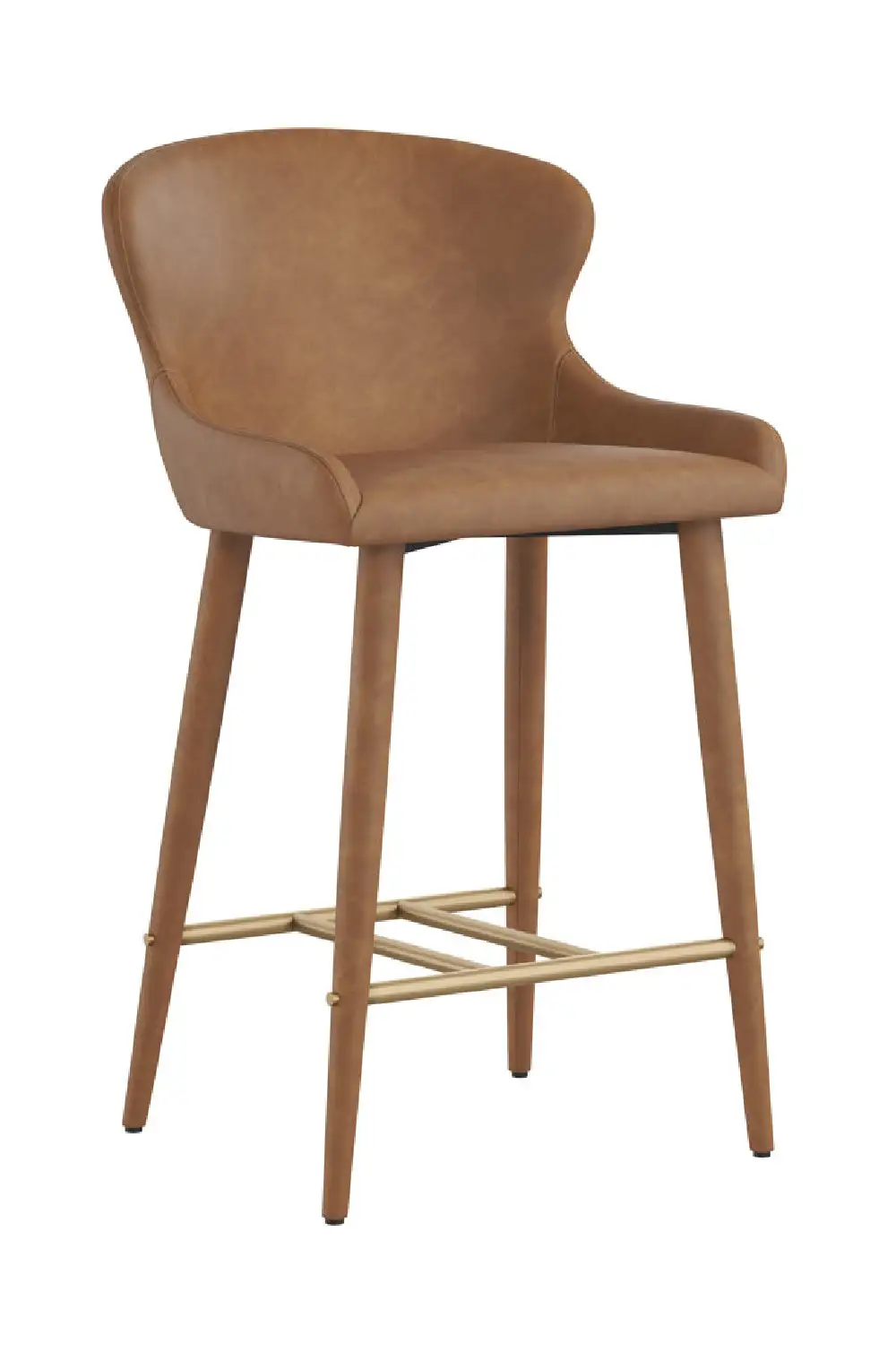 Shell-Seat Leather Counter Stool
