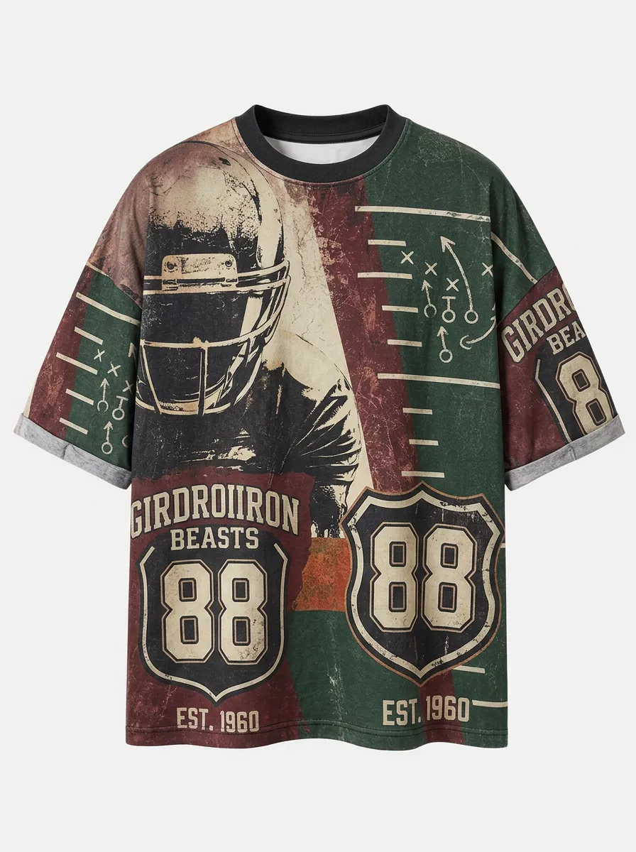 Men's American Football Gridiron Beasts 88 Printed T-shirt