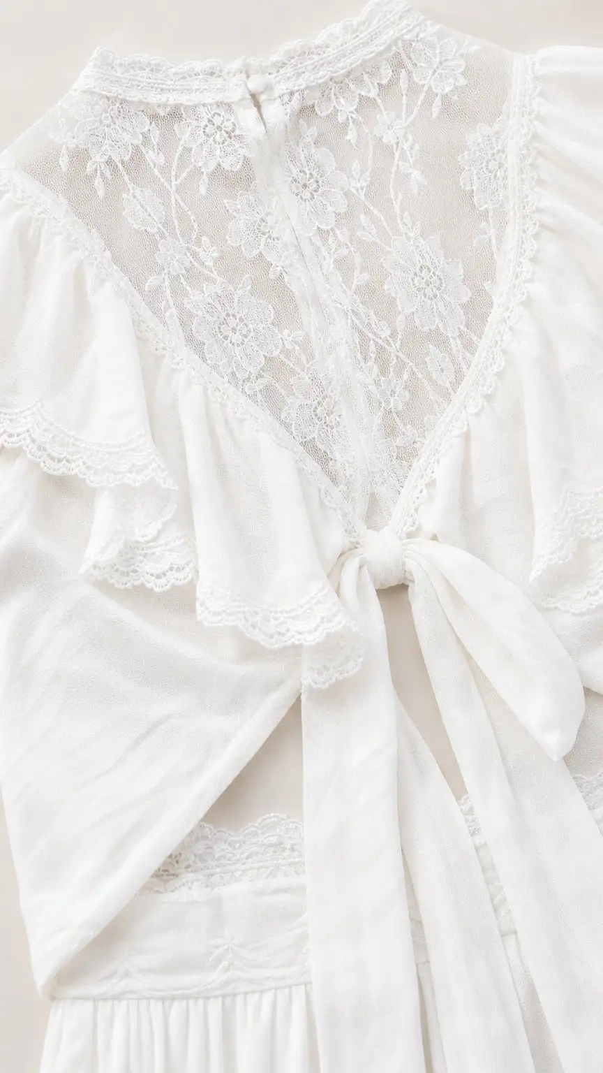 Boho Lace Ruffle Two-Piece Crop Top and Wide Leg Pants Set