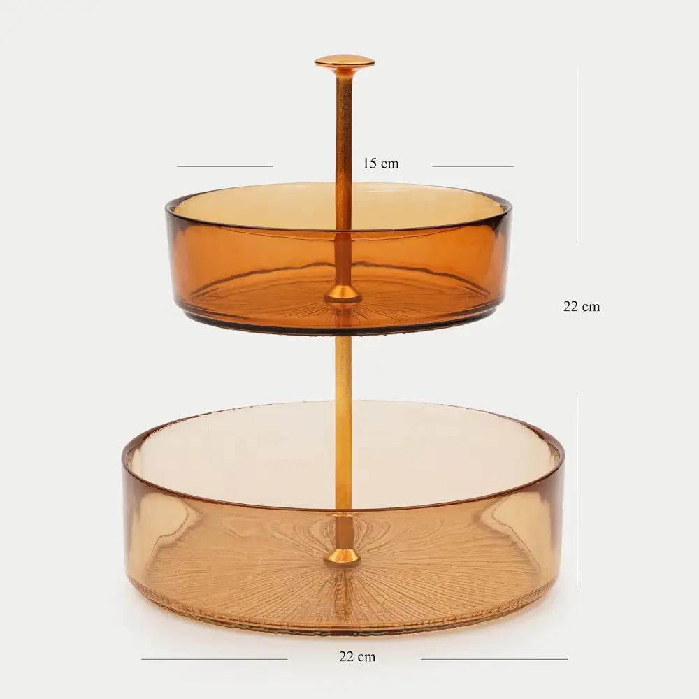 Amber Glass Tiered Cookie Stand