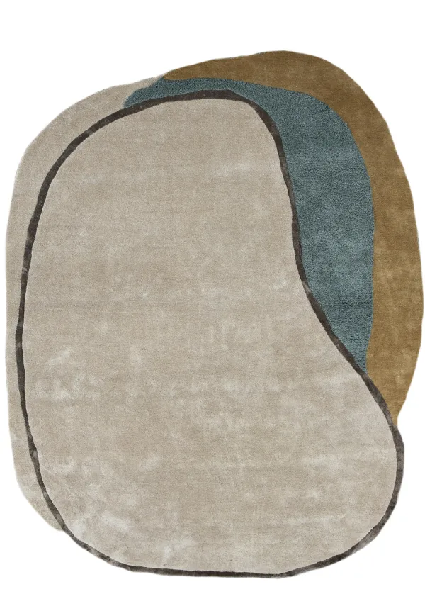Hand Tufted Abstract Textured Wool Viscose Shaped Rug