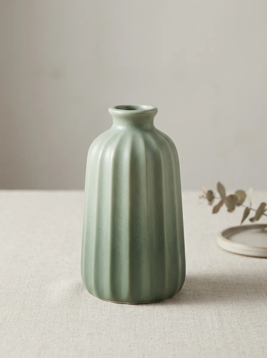 Minimalist Fluted Ceramic Table Vase