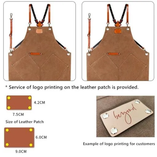 Canvas Leather Strap Crossback Kitchen Work Apron