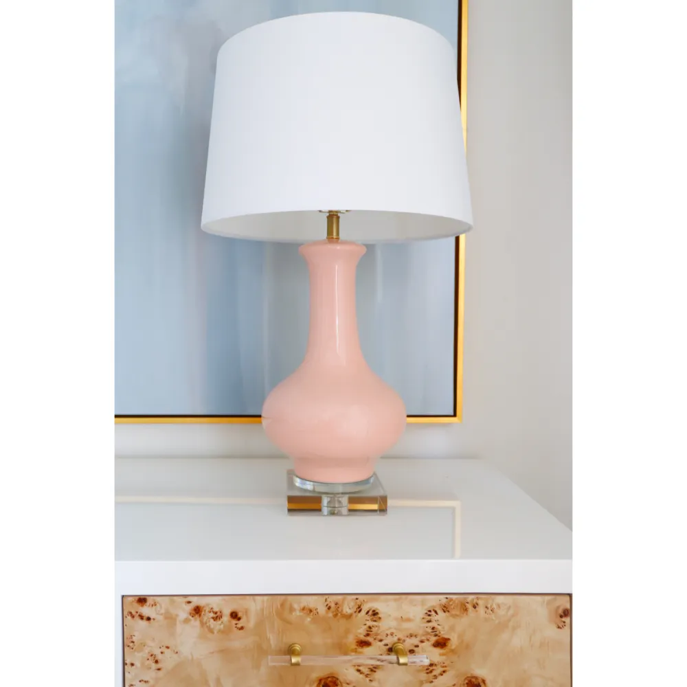 Gourd-Form Porcelain Drum-Shade Lamp