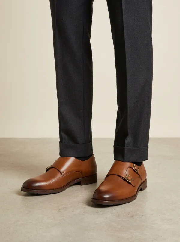 Men's Contemporary Business Formal Double Monk Strap Leather Shoes