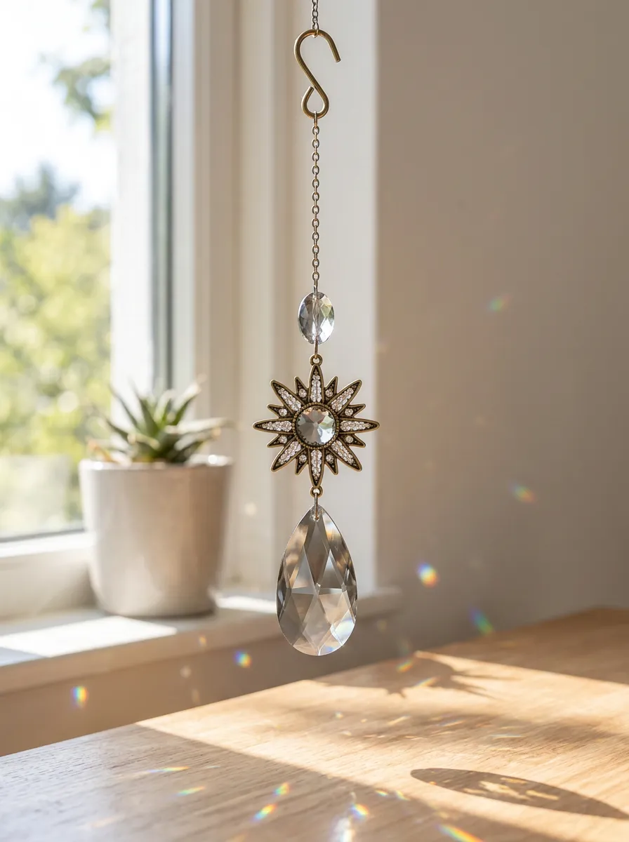 Boho Sunburst Crystal Prism Suncatcher
