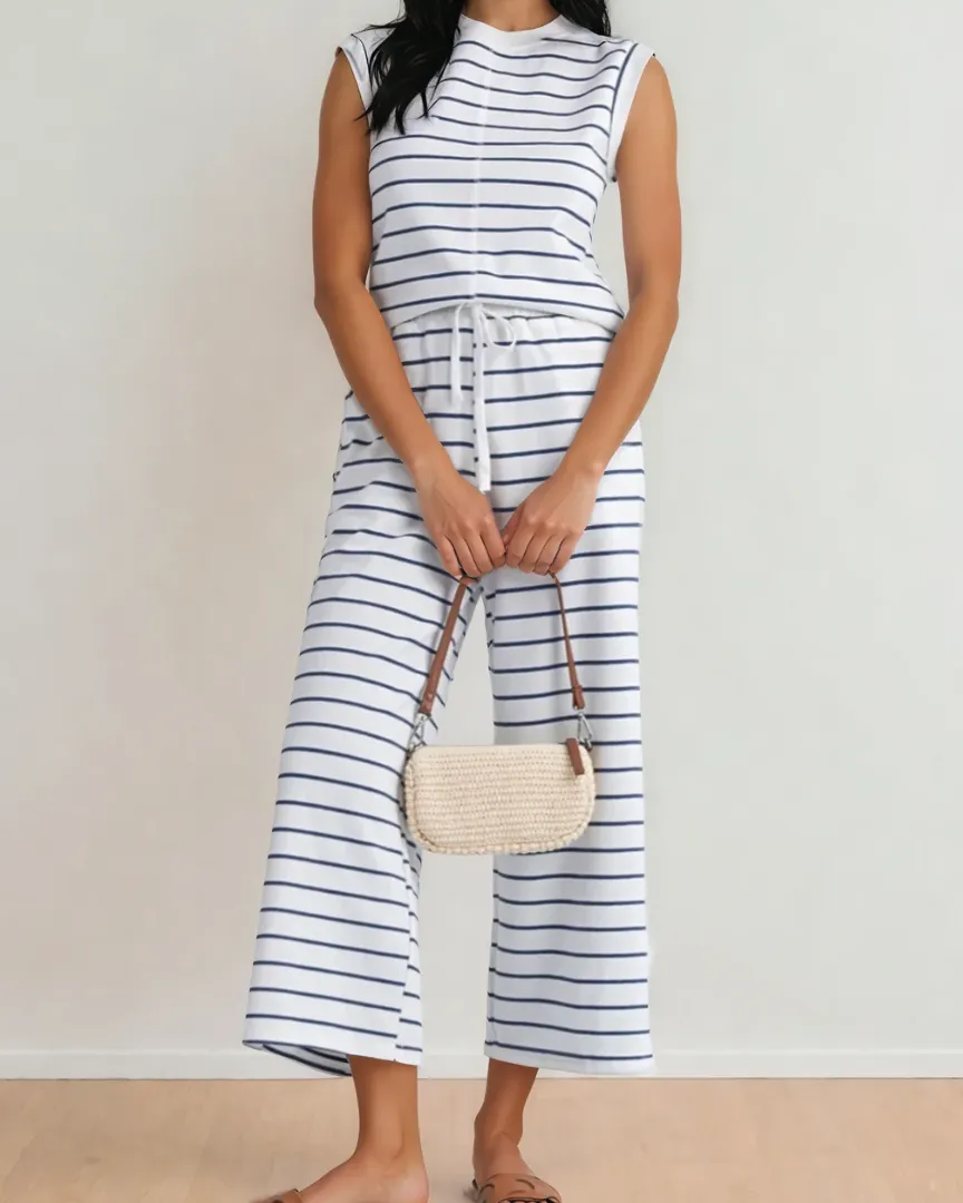 Striped Wide Leg Two Piece Set