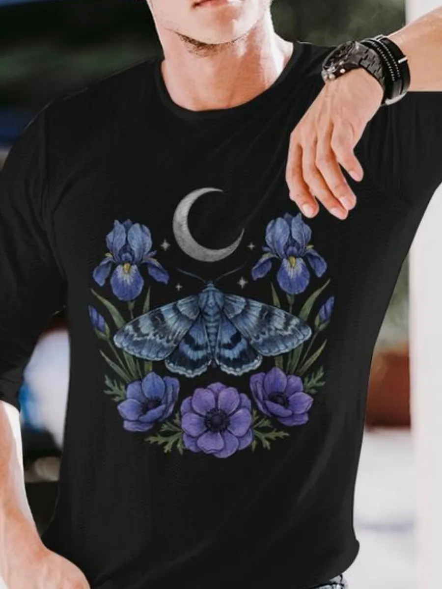 Moon Moth Floral Long Sleeve T-Shirt