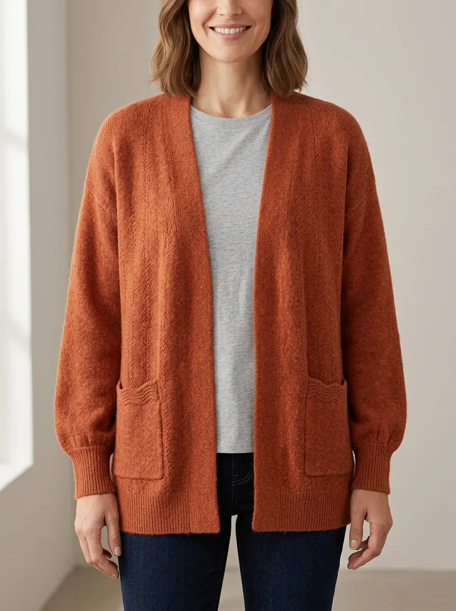 Layered Textured Knit Cardigan