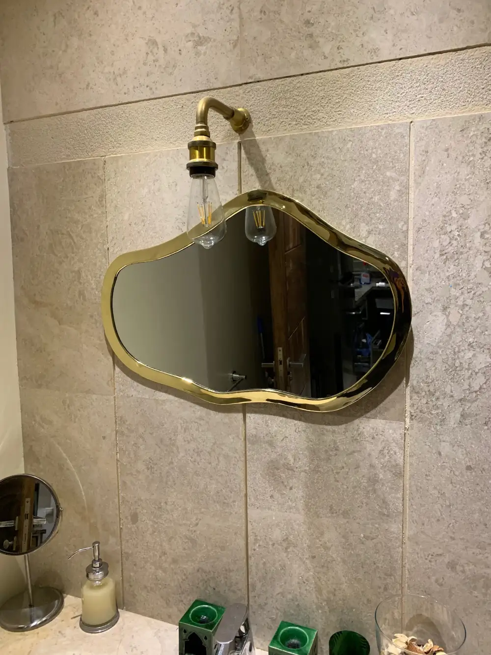 Asymmetrical Brass Accent Wall Mirror