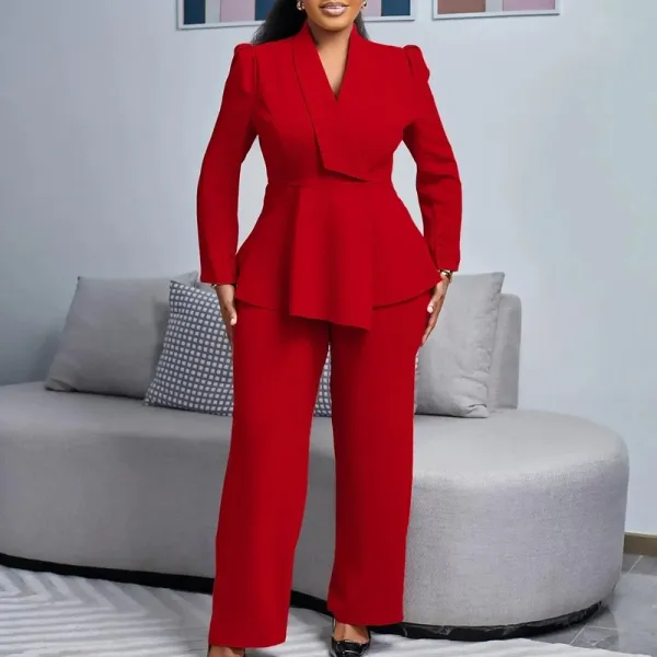 Polished Formal Suit Set with Tailored Long Blazer