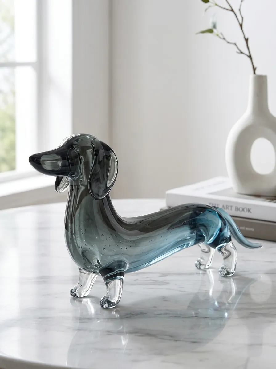 Cool Tone Dachshund Glass Figurine