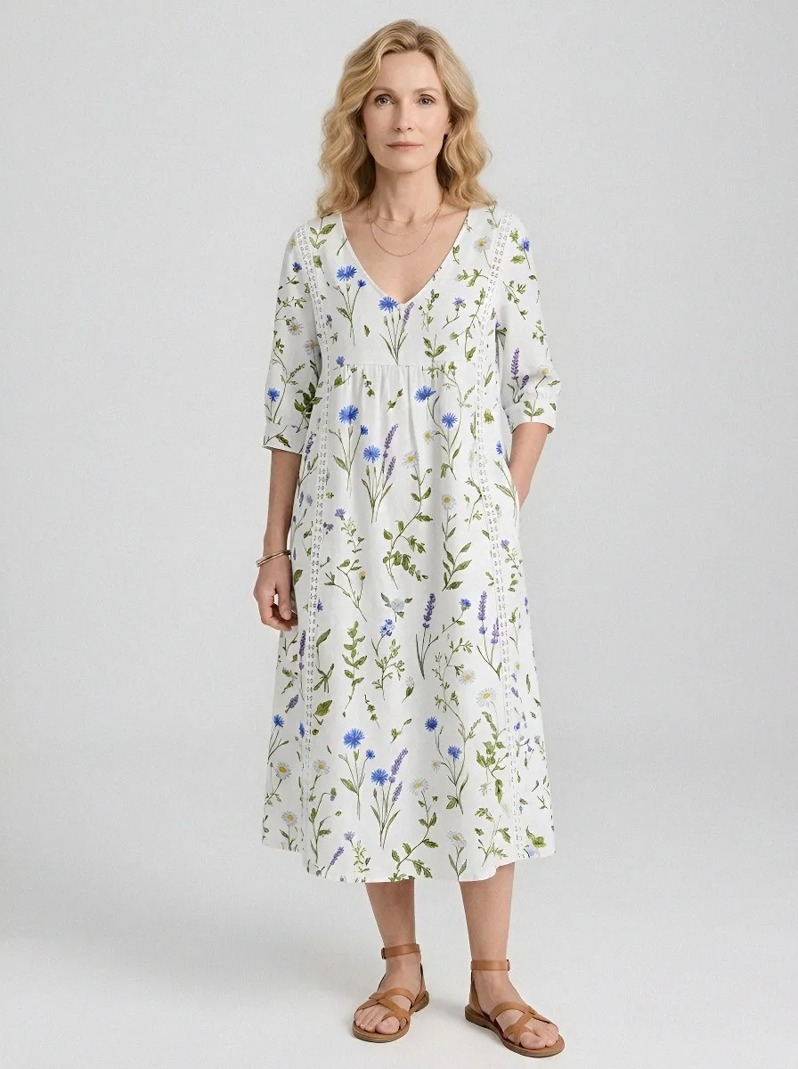 Women's Summer Vacation Wildflower Floral Printed Dress
