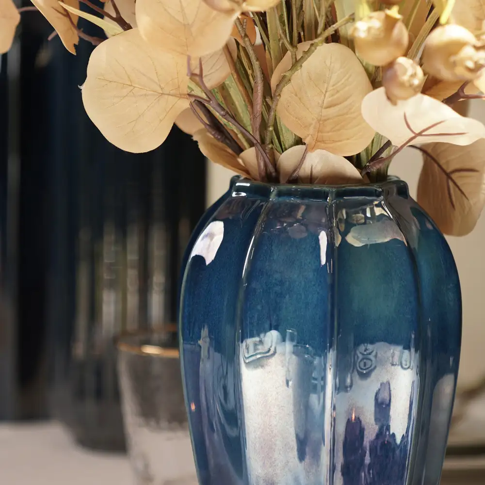 Navy Glazed Ceramic Vase