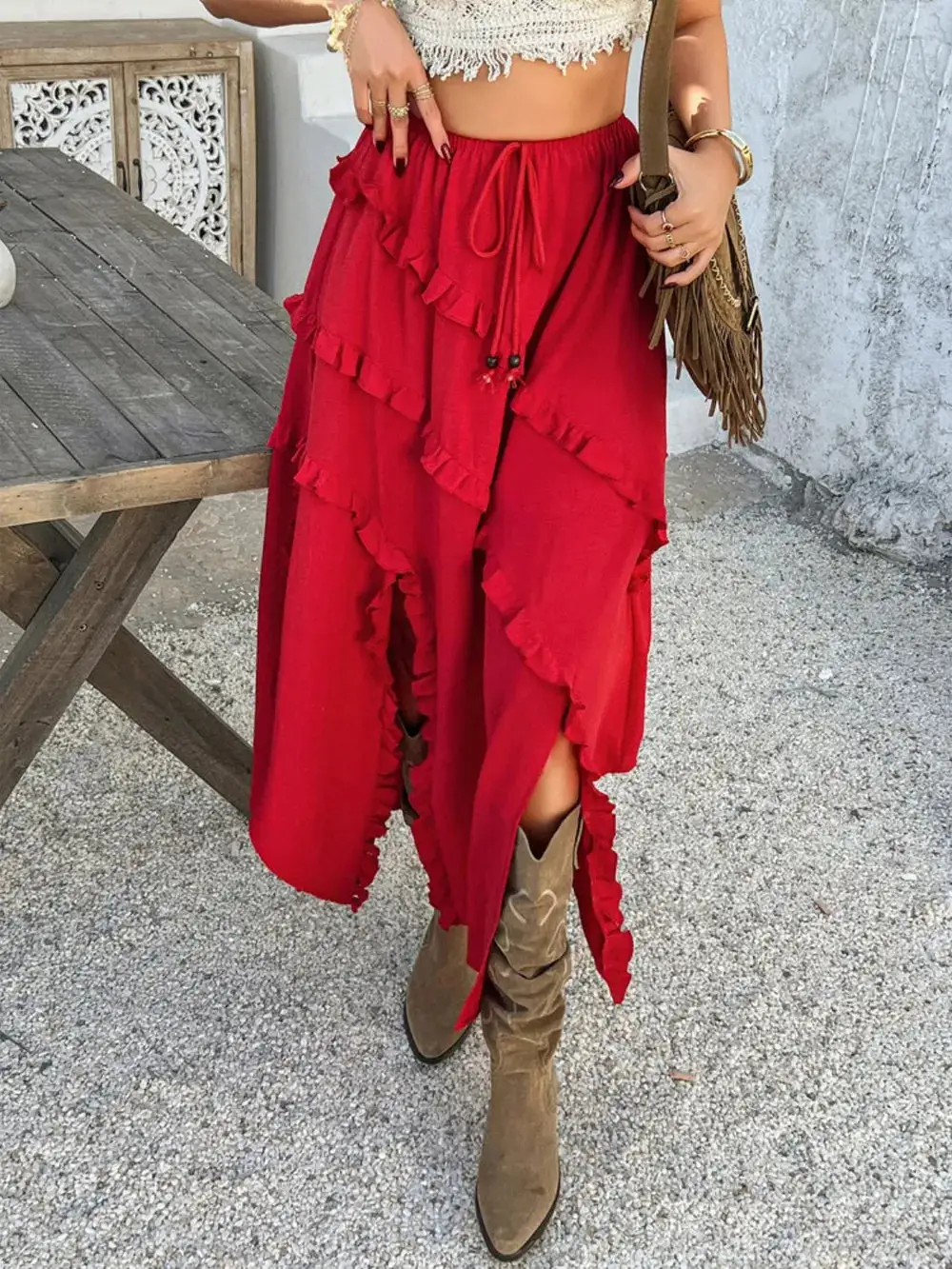 Sequin Drawstring Skirt