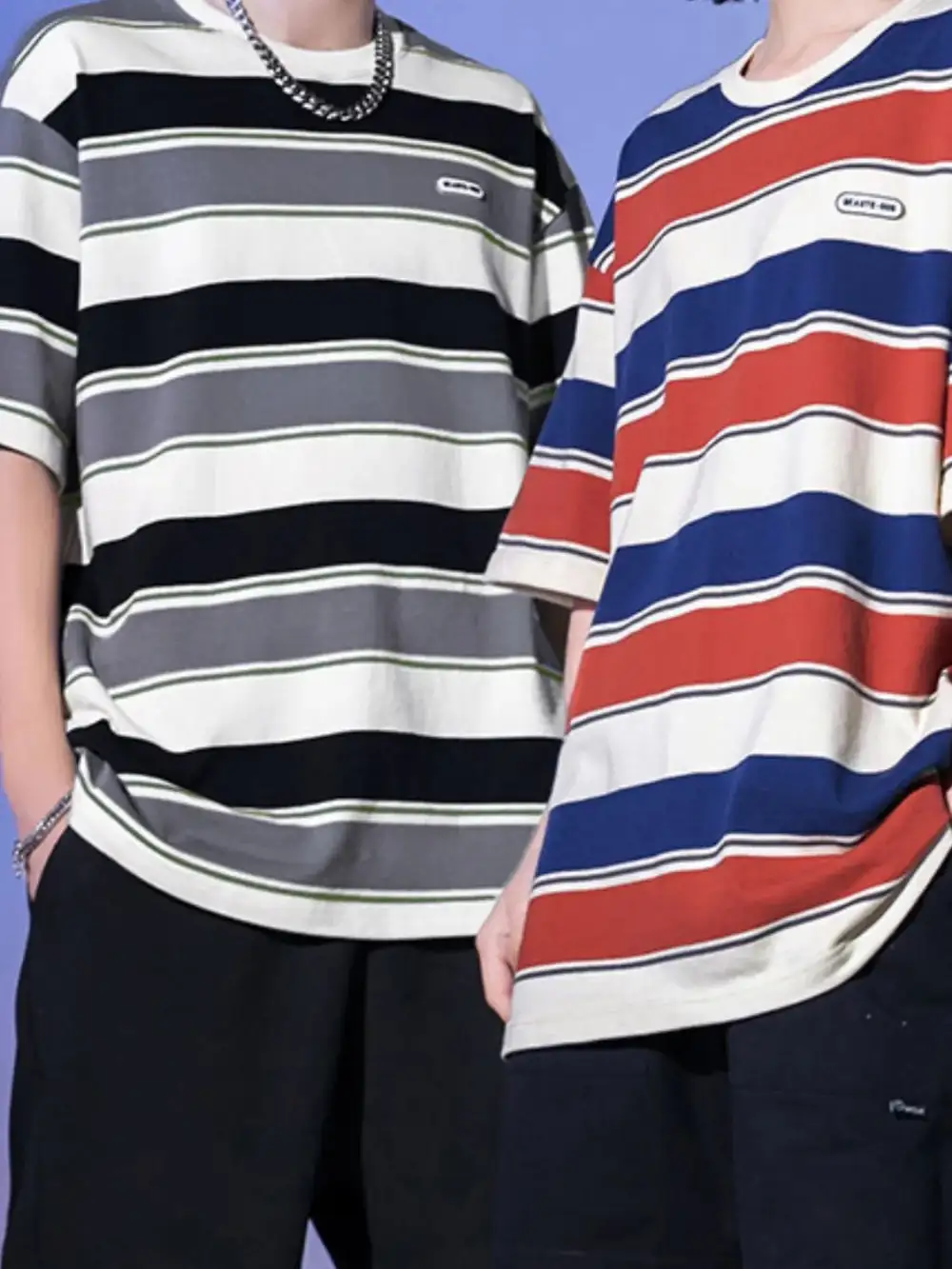 Striped Crew Neck Half Sleeve Tee