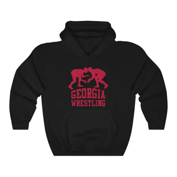 Relaxed Classic Print Wrestling Graphic Pullover Hoodie