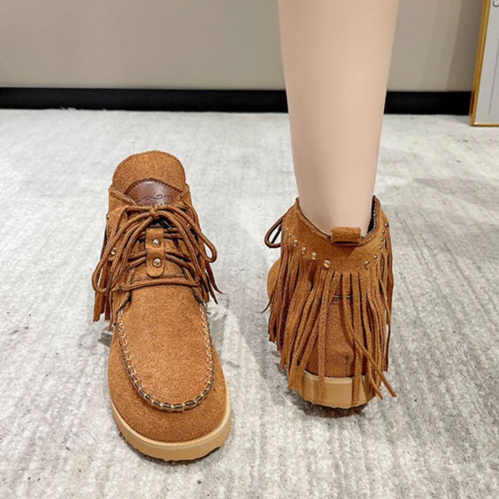 Round Toe Fringe Boots