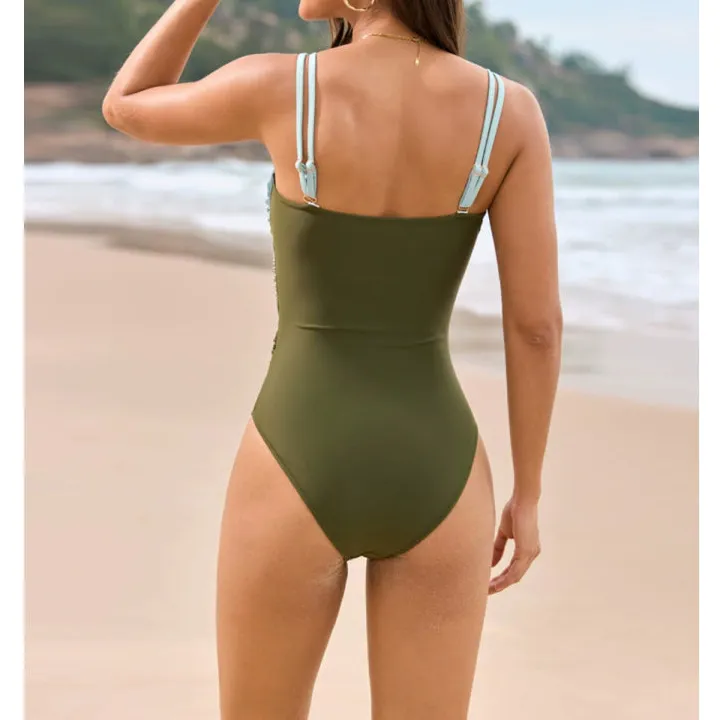 Women's Sweetheart-Neck Colorblock One-Piece Swimsuit