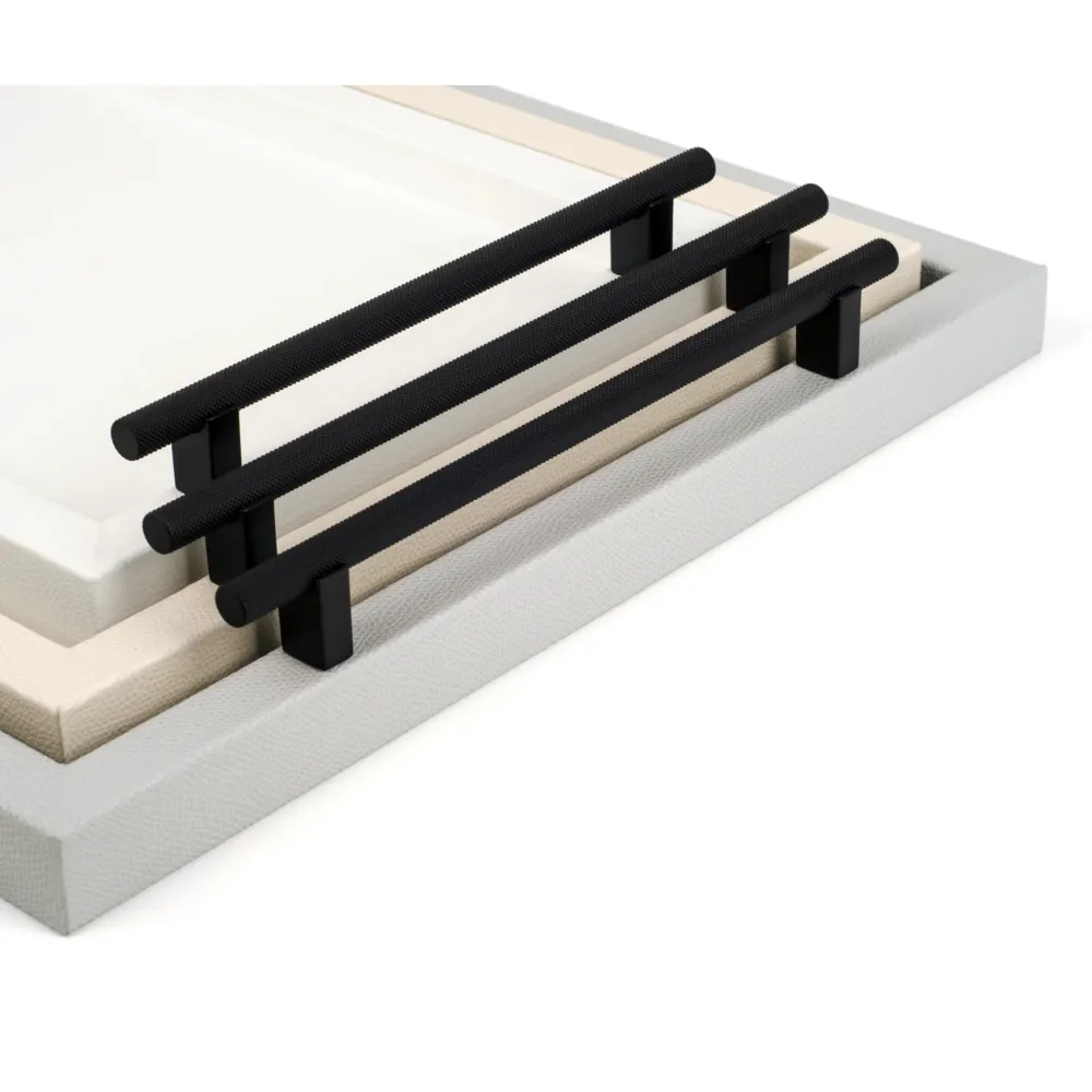 Metal Handle Leather Tray