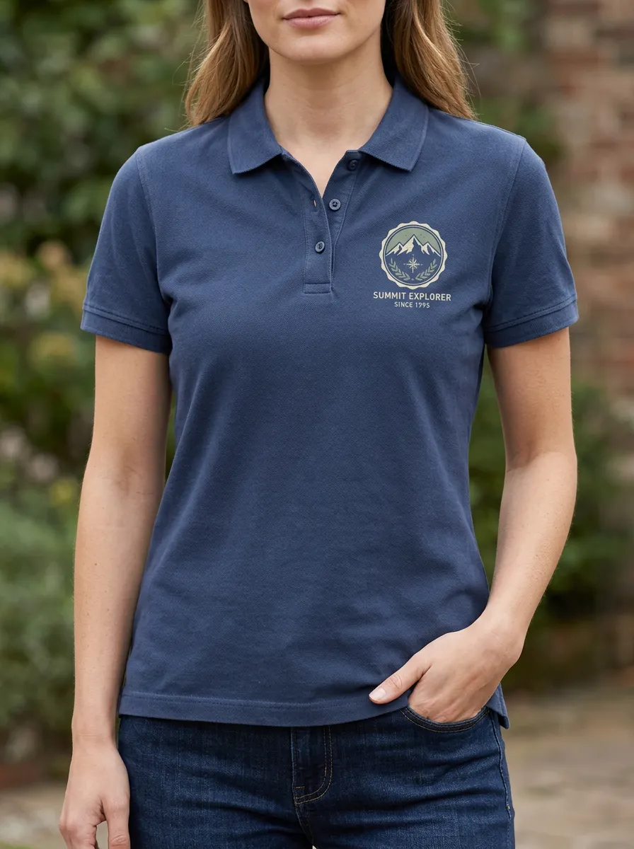 Women's Mountain Hiking Summit Explorer Printed Polo Shirt
