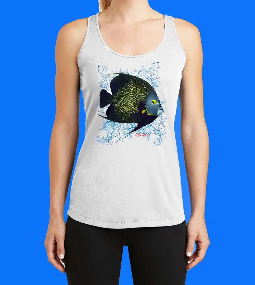 Reef Angelfish With Splash Printed Racerback Tank Top